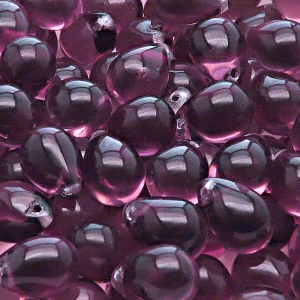 10ks České skleněné mačkané korálky kapky 10x14mm ametyst