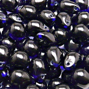10ks České skleněné mačkané korálky kapky 10x14mm modrý kobalt