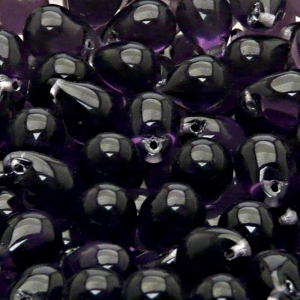 10ks České skleněné mačkané korálky kapky 10x14mm tanzanit