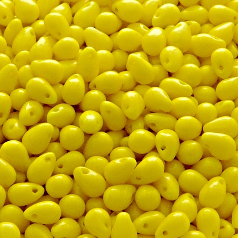 50ks České skleněné mačkané korálky kapky 4x6mm sytá žlutá