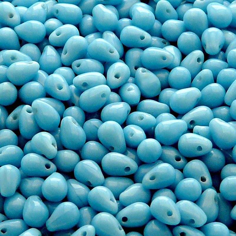 50ks České skleněné mačkané korálky kapky 4x6mm modrý tyrkys